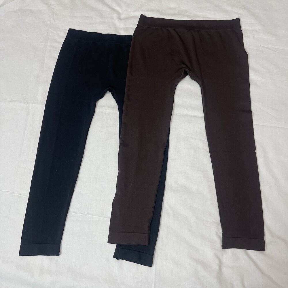 2 Women Capri Length Buttery Soft Elastic Leggings Yoga Gym One Size Black Brown